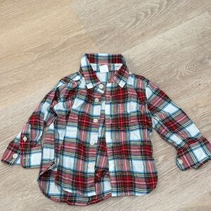 GAP Kids Plaid Button Down Shirt - Red, Blue, and White